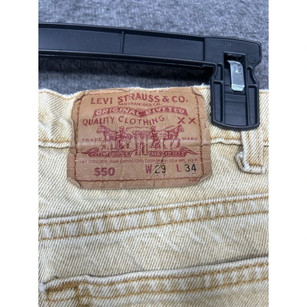Vintage 90s Levi's 550 Jeans Mens‎ 28x33 (Tag 29x34) Beige Denim made in usa